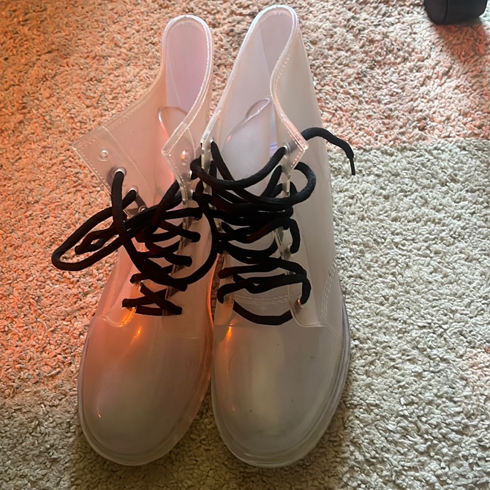 H2k clear jelly combat boots (see your cute socks!) Burner festival